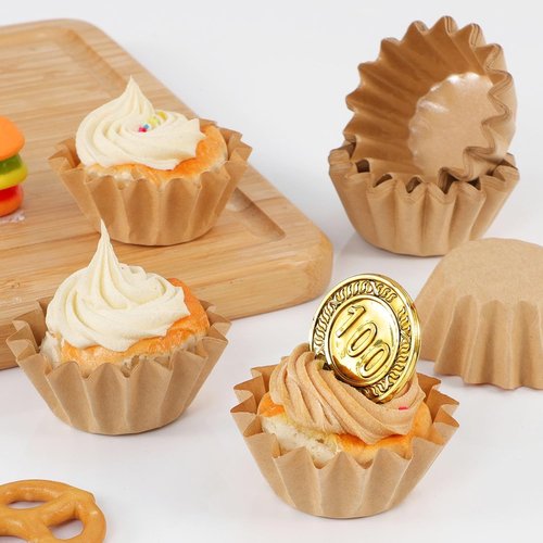 Caperci Mini Cupcake Liners - 200 Count Grease-Resistant Heavy Duty Baking Cups | Odorless & Easy Peel