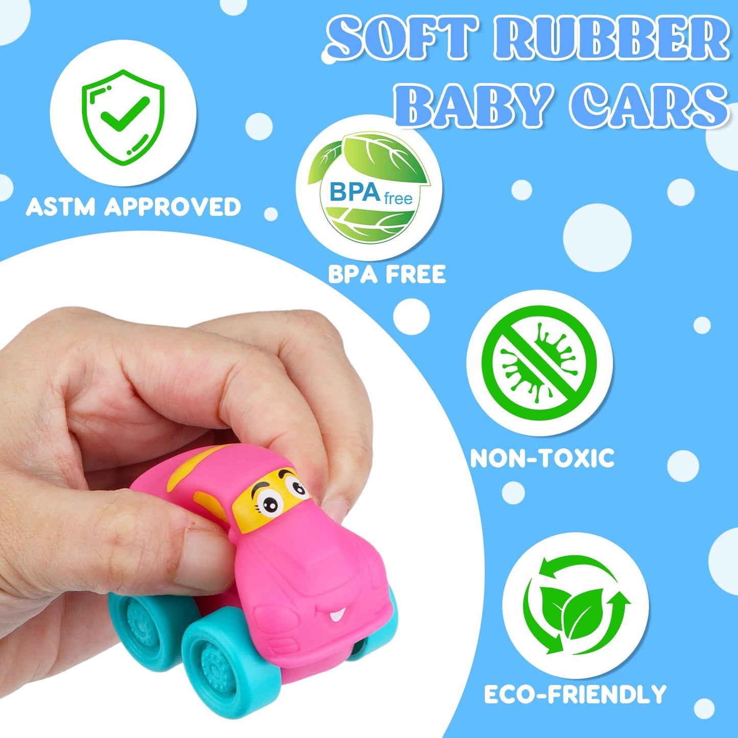 Prefilled Easter Eggs with Toy Cars: 12Pcs Filled Easter Eggs with Soft Rubber Car Toys, Easter Basket Stuffers for Baby Toddlers Kids Bath Toys Vehicles, Easter Eggs Fillers Hunts Party Favors Gifts