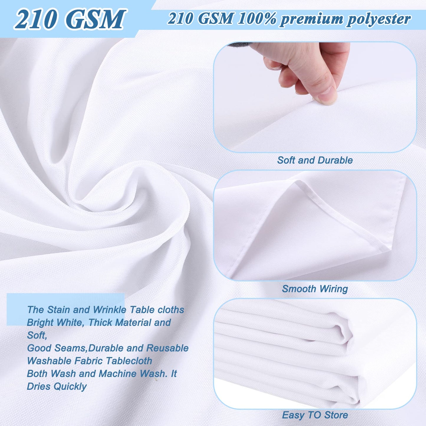 Kesfey 2 Packs White Round Tablecloth 70 Inches White Polyester Table Cloths Circle Stain and Wrinkle Resistant Tablecloths for Round Tables Washable Fabric Table Covers for Wedding Banquet Parties