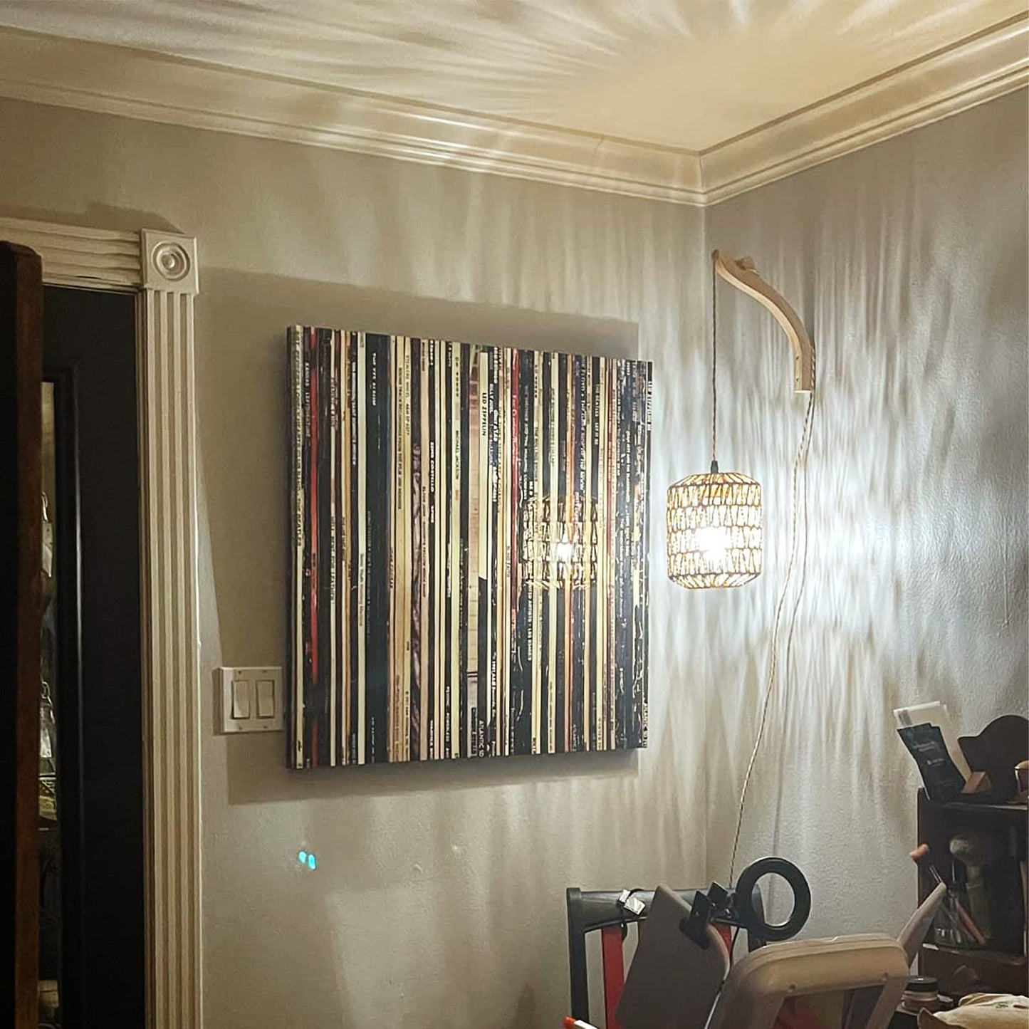 Frideko Plug in Wall Sconces Set of Two Hand Woven Lamp with Cord Rattan Lights Farmhouse Sconce Mounted Light Boho Lighting for Bedroom Living Room