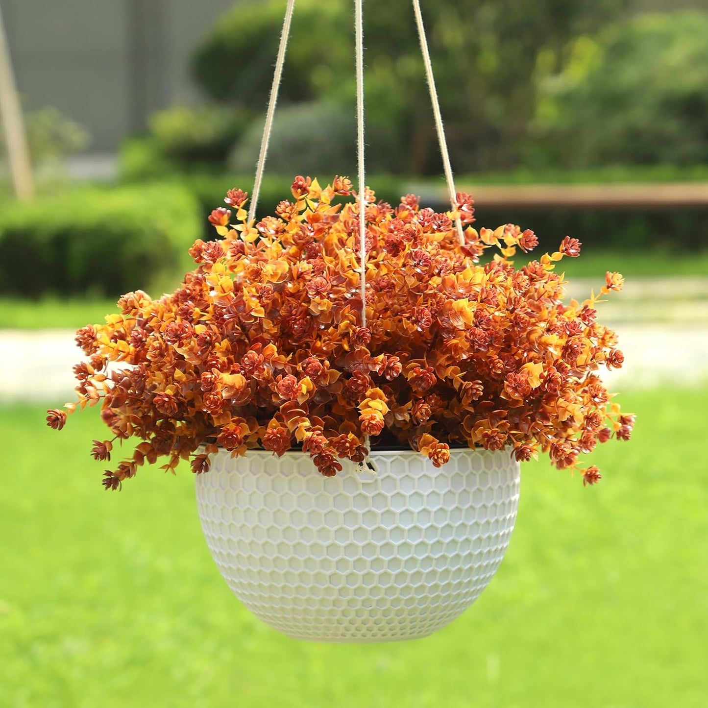 Momkids 36pcs Outdoor Artificial Fall Flowers Plants Fall Decorations UV Resistant Plastic Flowers Outside Fake Boxwood Plants for Home Kitchen Garden Autumn Thanksgiving Fall Decor(Brown)