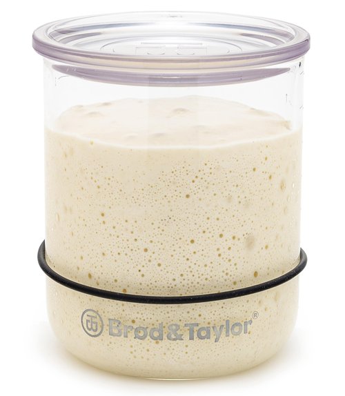 Brod & Taylor Small Sourdough Starter Jar (12oz) Less Discard Waste, 100% Dishwasher Safe, Measurement Markings, and Height Marker (Durable Glass Jar, BPA-Free)