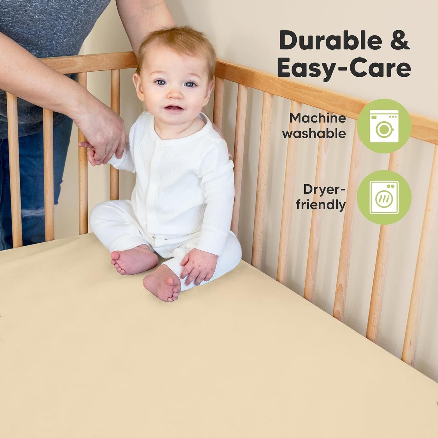 KeaBabies Organic Crib Sheets - 2-Pack Neutral Jersey Cotton Fitted Sheets | Soft & Breathable 52x28 for Baby