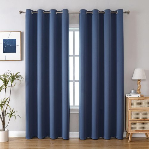 ChrisDowa Blackout Curtains - Thermal Insulated Room Darkening Panels - 102 Inches Long, Stone Blue (Set of 2)