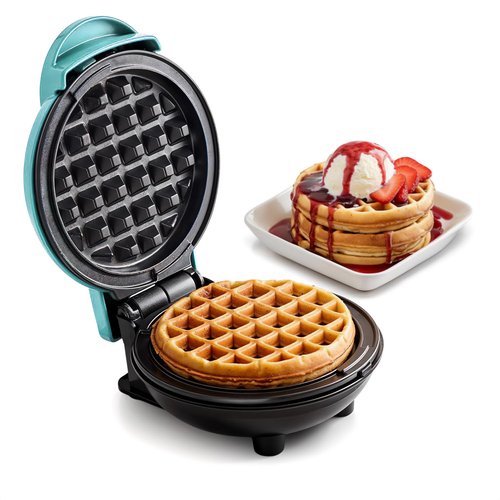 Elite Gourmet EWM015M Electric Nonstick 4.5-inch Mini Waffle Maker, Belgian Waffles, Compact Design, Hash Browns, Keto, Snacks, Sandwich, Eggs, Easy to Clean, Mint