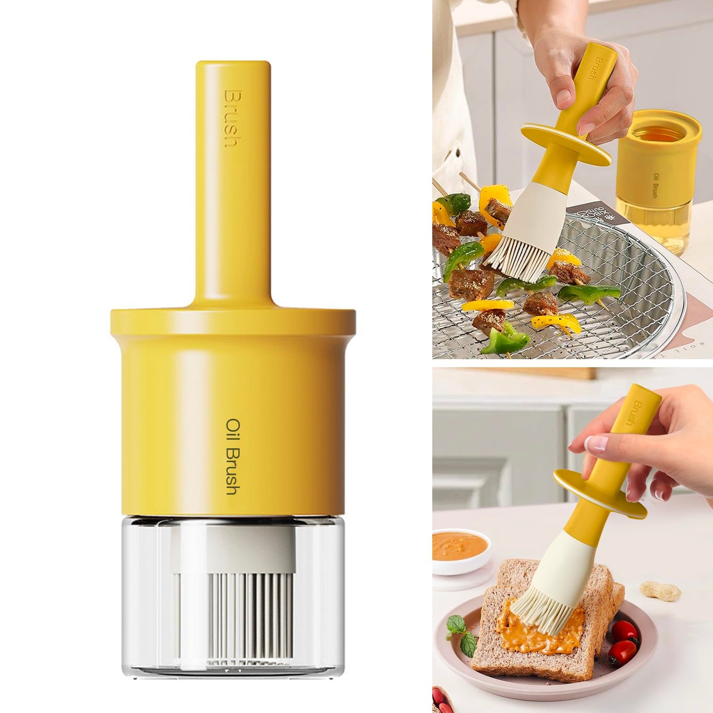 YARRAMATE 300ml /10oz Oil Dispenser with Brush - Glass Oil Bottle for Kitchen with Silicone Heat Resistant Basting Brush - Cooking Brush for Vinegar Sauce BBQ Grill Frying -Orange