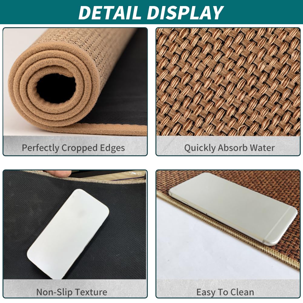 iayokocc Kitchen Mats, Non Slip, Foldable Linen Porch Water Absorbent Laundry Rooms Front Sink Kitchen Floor Mats Carpet for Bathroom, Laundry Room, Office