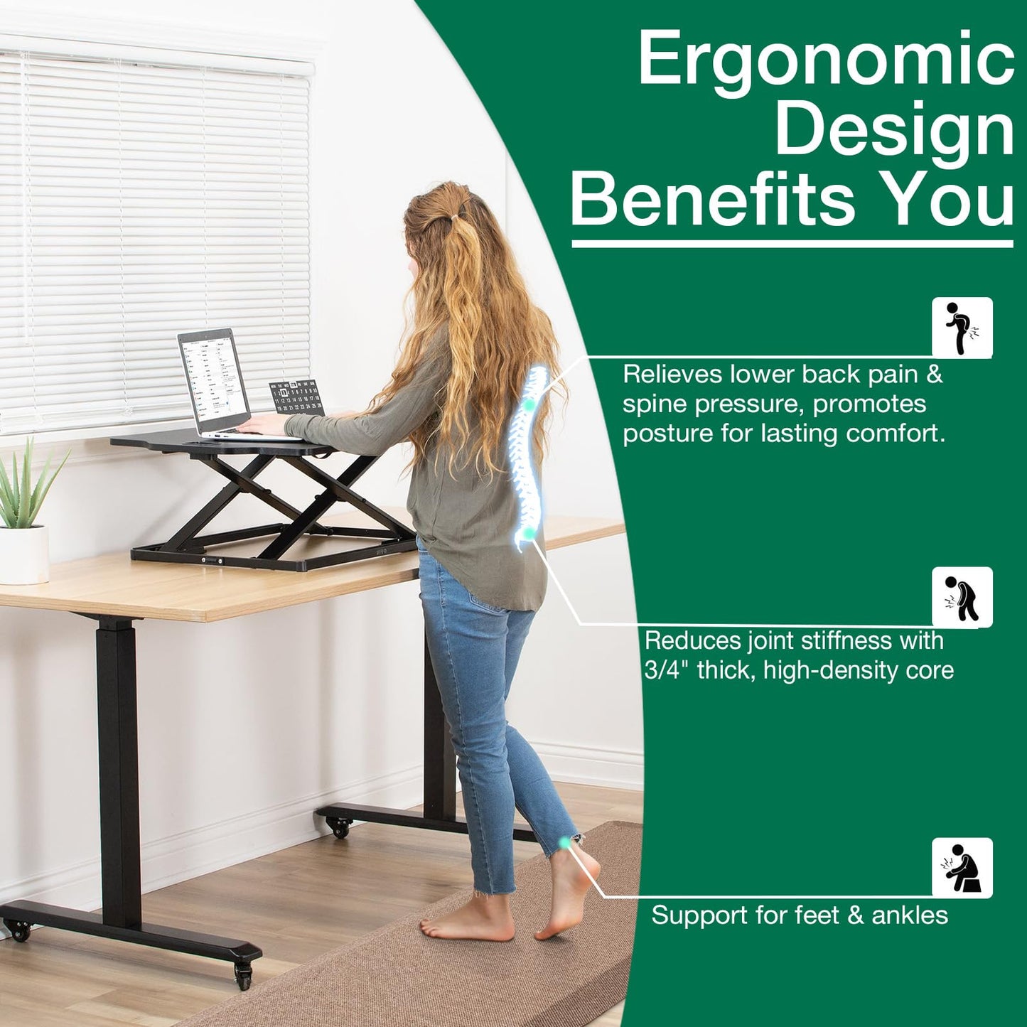 LUMI Anti Fatigue Cushioned Comfort Mats for Standing, 3/4 Thick Ergonomic Mats for Desk Office, Non-Slip, Ultra Soft, Memory Foam Rugs for Home, Kitchen, Laundry, 20"x32", Beige