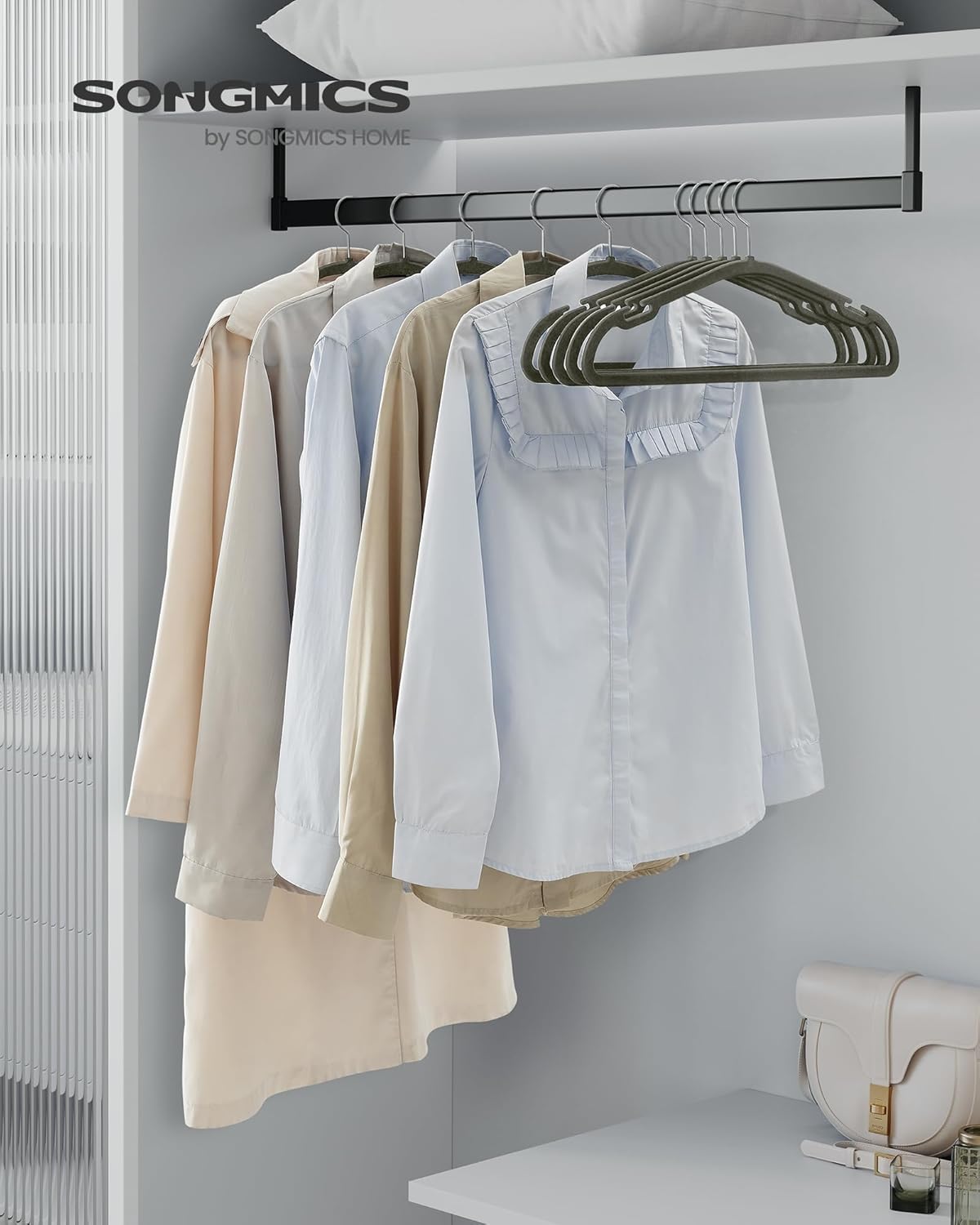 SONGMICS Velvet Hangers - Non-Slip Clothes Hangers with 360° Swivel Hook | 50 Pack, Gray, Space-Saving Design