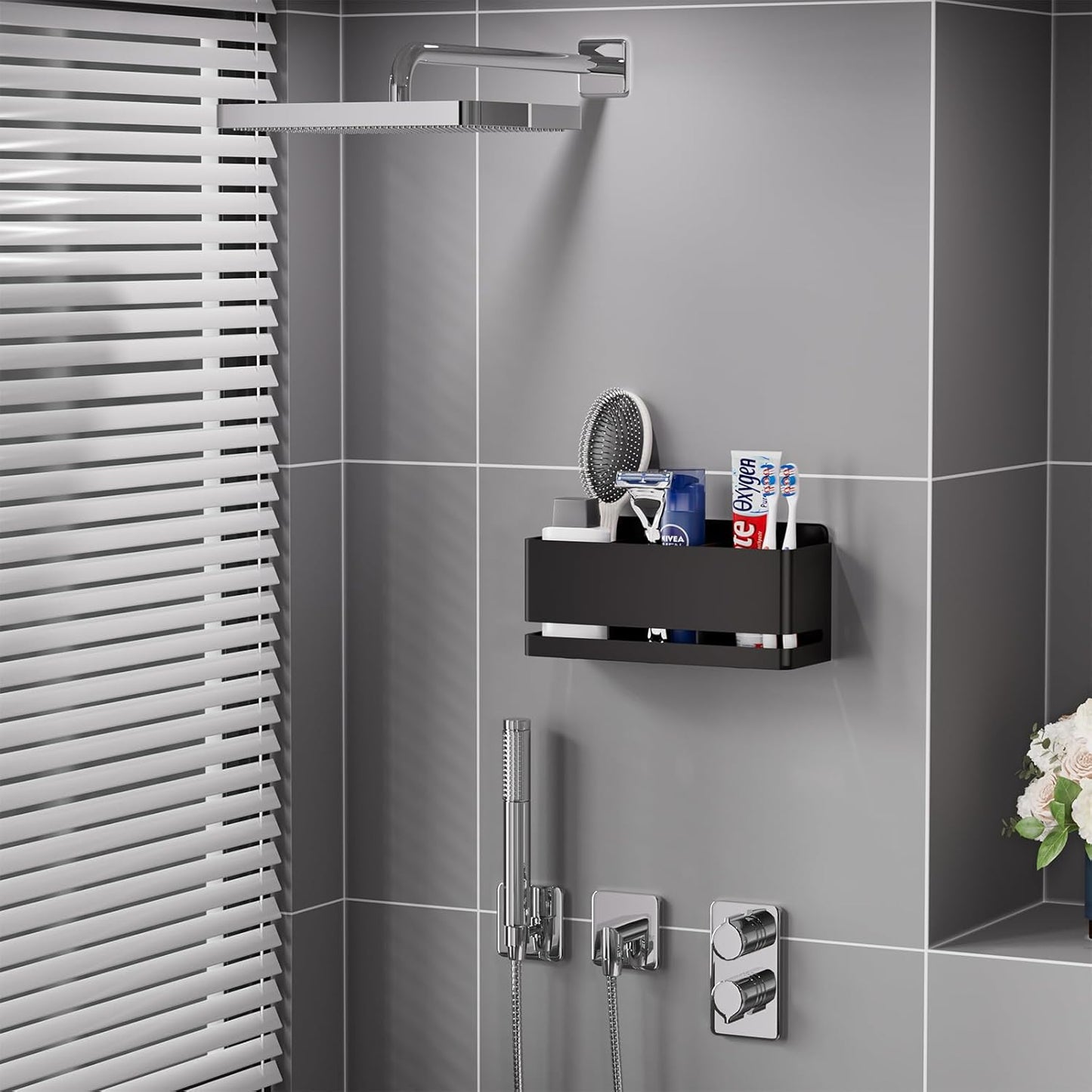 Skiennix Aluminum Electric Toothbrush Holder - Wall Mounted Design | Black, Three Slot Storage