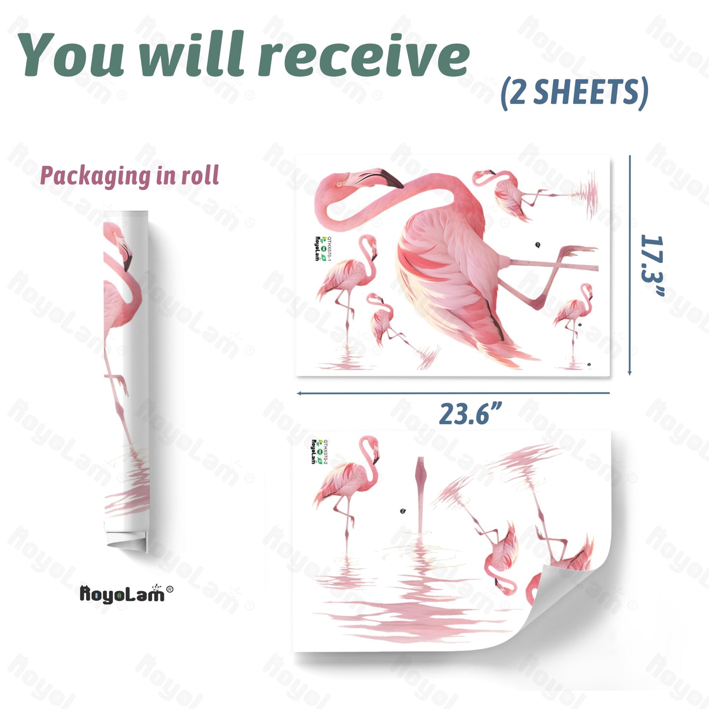 RoyoLam Pink Flamingo Bird Wall Decal Animal Wall Sticker