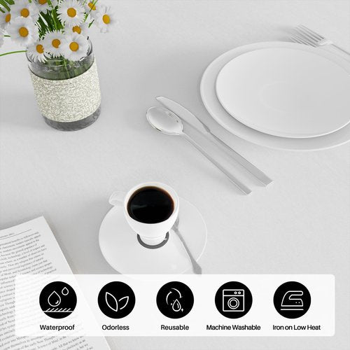 IVAPUPU 2PCS White Table Cloth for Rectangle Table - 60 x 102 Inch Tablecloths Rectangular Cloths Waterproof Washable Wrinkle Resistant for 6 FT Tables Wedding Cocktail Party