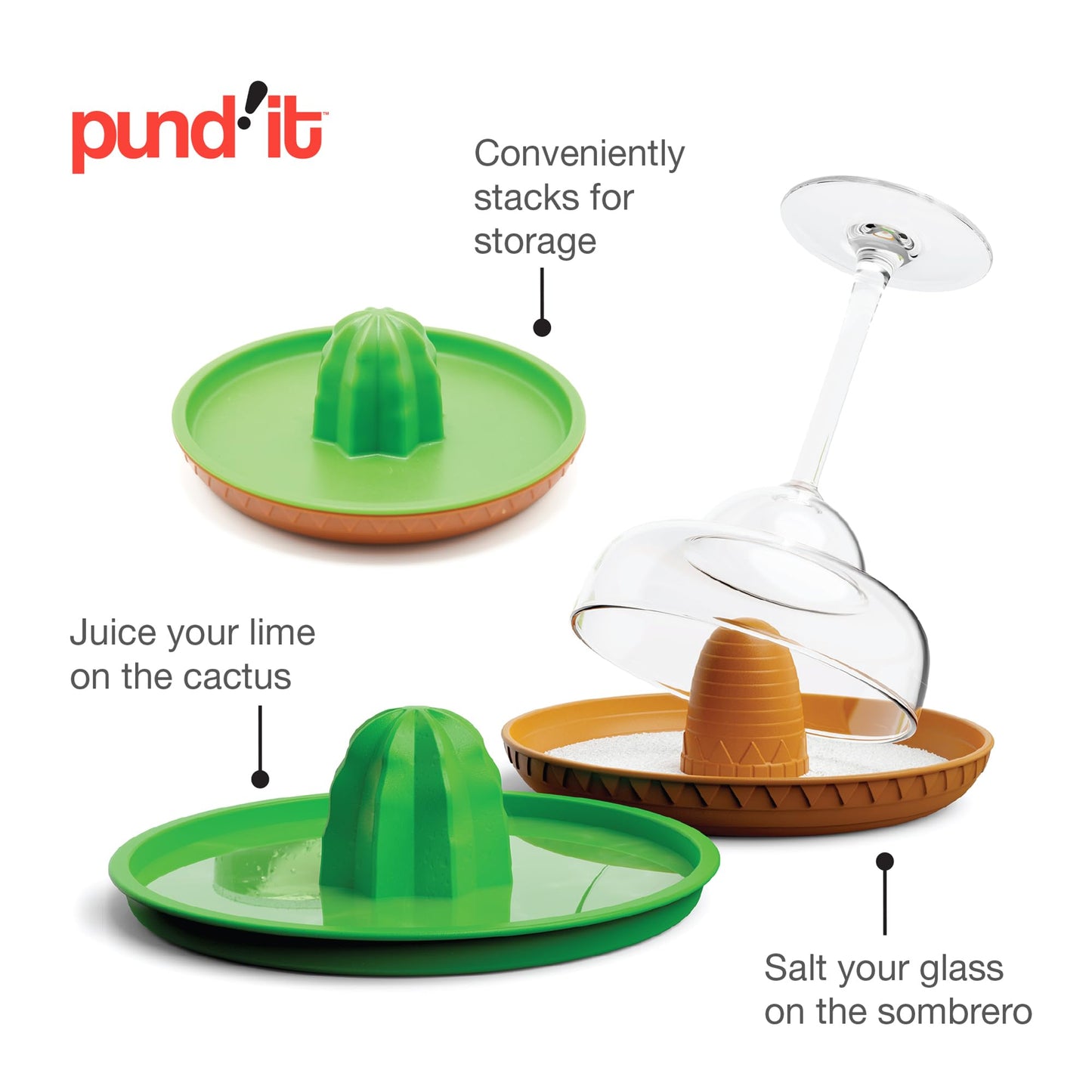Pund'it Salt of The Border, Margarita Salt Rimmer and Manual Hand Juicer Set