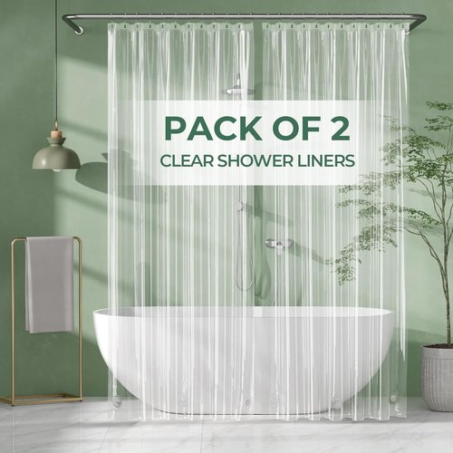 AmazerBath Shower Curtain Liner - 72 x 84 Inches PEVA Plastic with 3 Weighted Stones & Rustproof Grommets - Clear