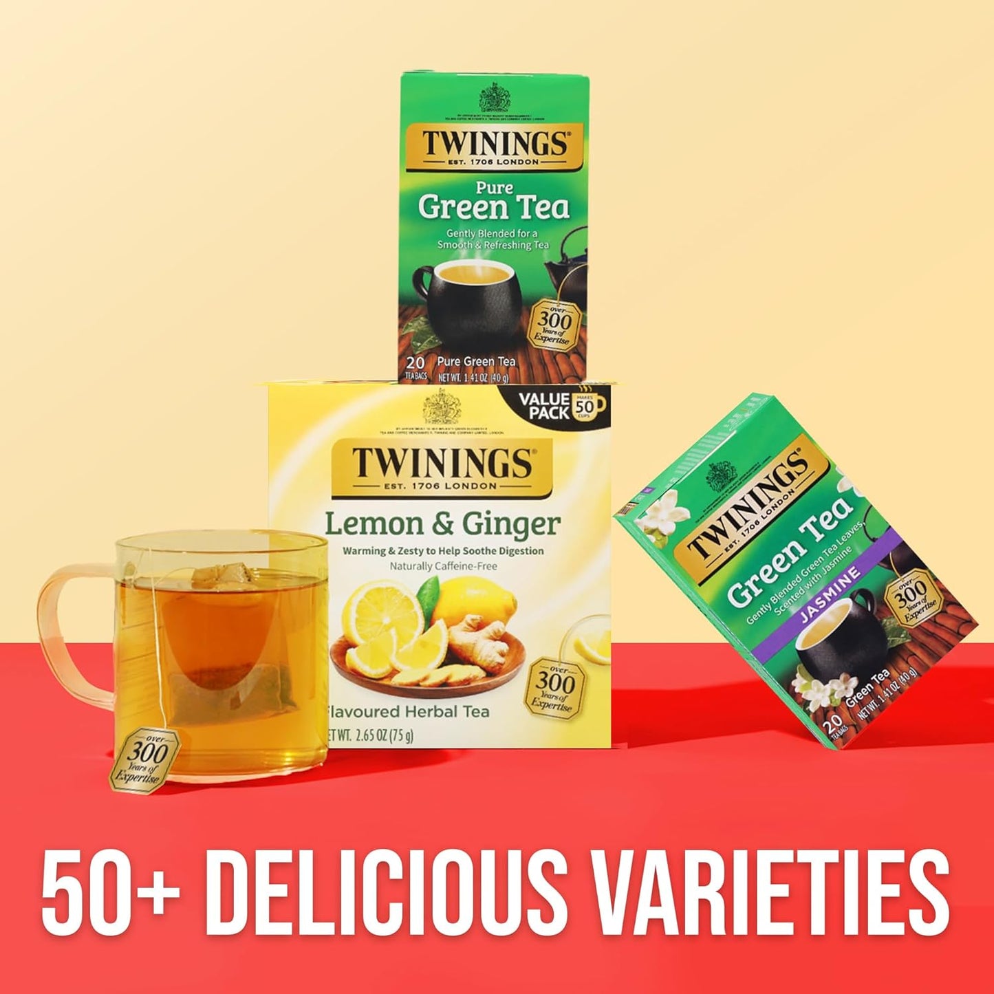 Twinings Green Tea - Jasmine Flavor, Individually Wrapped Bags, 20 Count (Pack of 6) - Caffeinated & Refreshing