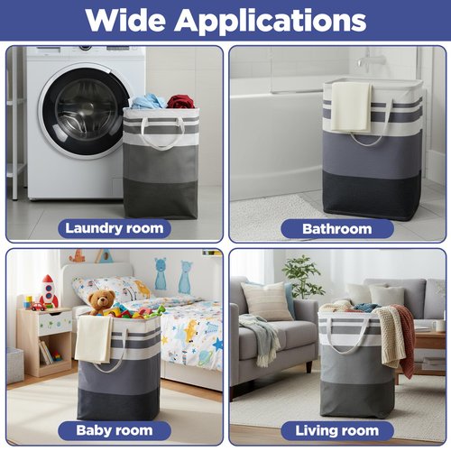4 Pack Foldable Laundry Basket, 75L Large Laundry Baskets with Handles,Waterproof Laundry Hamper, Foldable Laundry Hampers for Clothes Organizer (2 Colors)