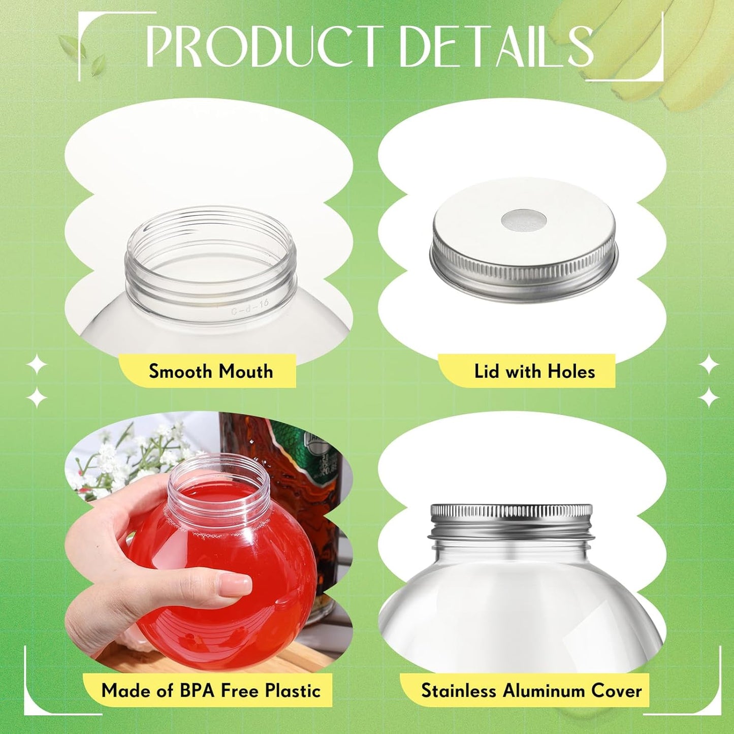 Yaomiao 24 Pcs 10 oz Mini Plastic Fish Bowl Ornament Cups for Drinks Clear Spherical Potion Bottles with Lids and Straws Bulb Cups for Christmas Carnival Candy Party Decorations (Red)