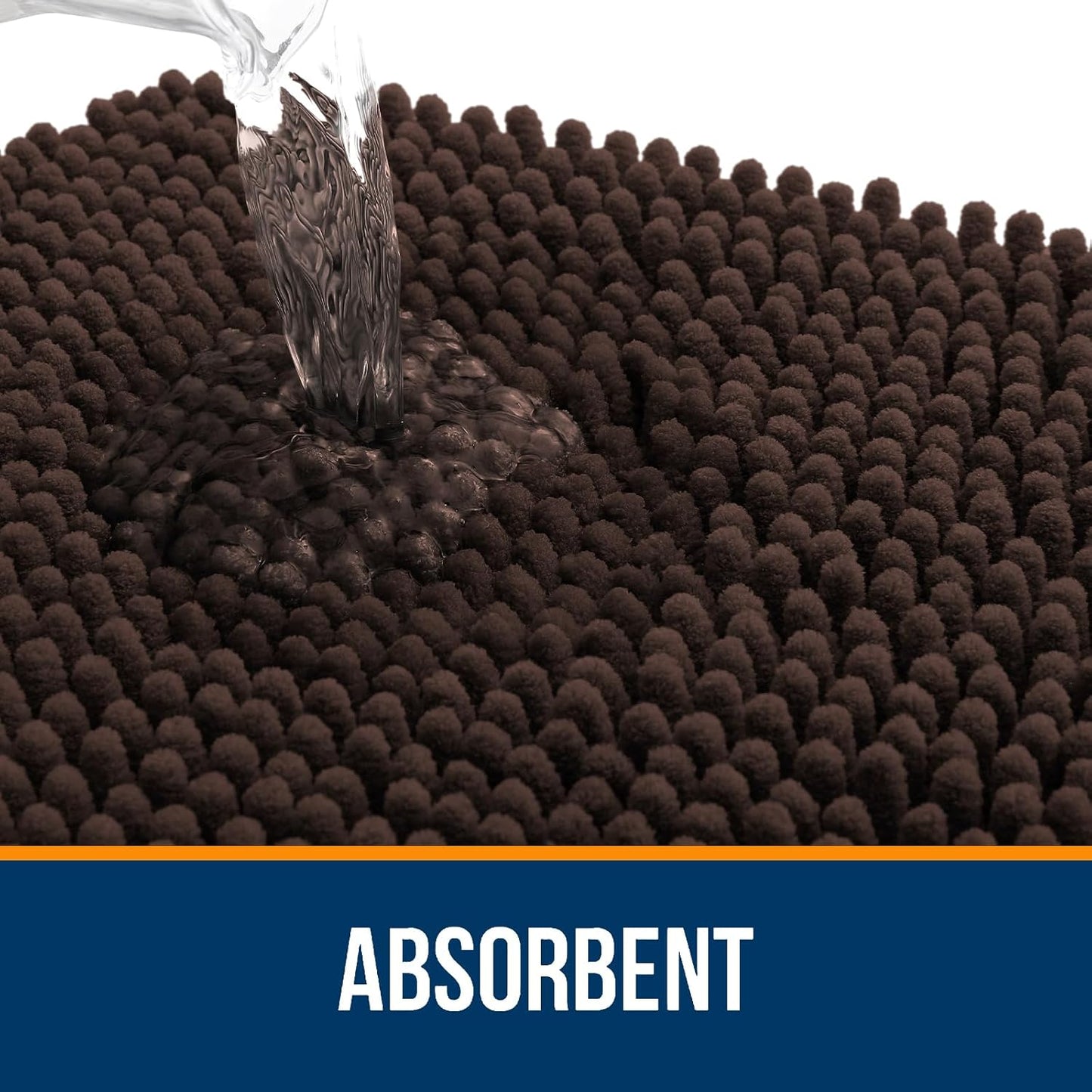 OLANLY Bathroom Rugs - Extra Soft Chenille Bath Mats | Quick Dry, Machine Washable, 36x24, Brown