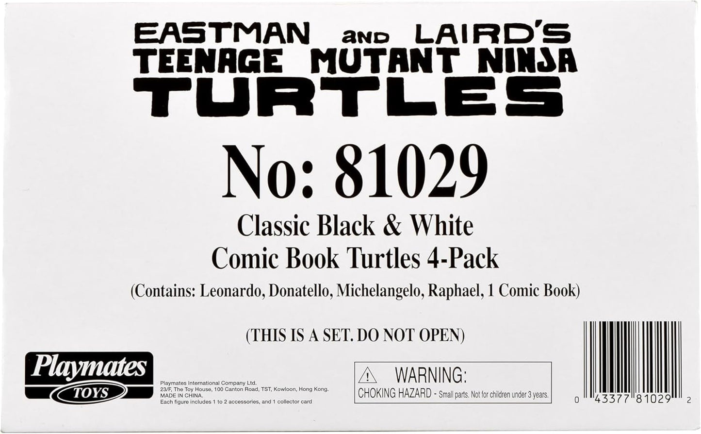 Playmates Toys Teenage Mutant Ninja Turtles Black and White Comic Book Figures | Includes Comic Book