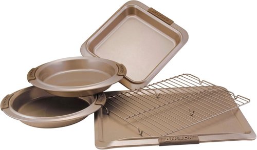 Anolon Advanced Nonstick Bakeware Set - 5-Piece Baking Pans with Grips in Brown