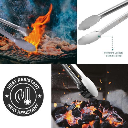 Grill Tongs - 17 Inch Extra Long Premium Stainless Steel BBQ Tongs for Cooking & Grilling | 2PCS