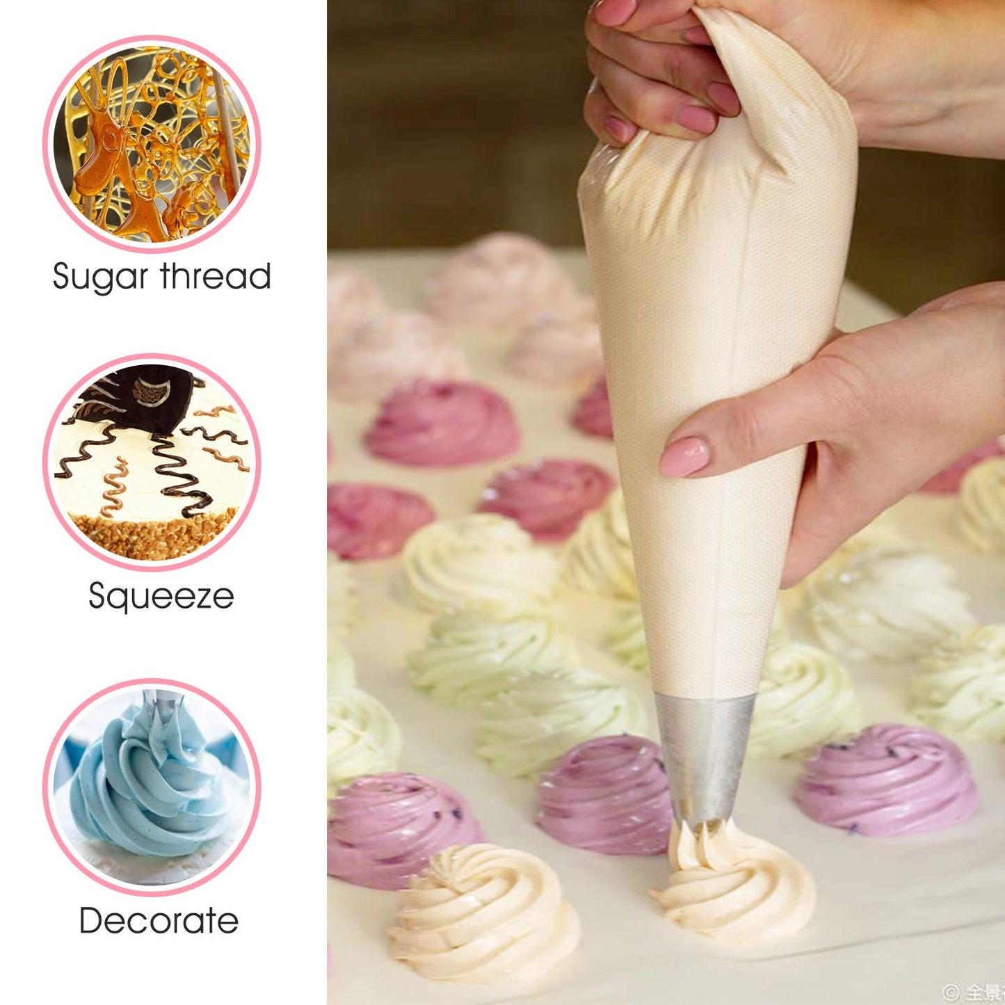 VolksRose 100Pcs Disposable Piping Bags, 18 inch Anti Burst and Non-Slip Pastry Bags, Thicken Cake Decorating Bags Icing Piping Bags for Cake Cupcakes Cookies Frosting, White