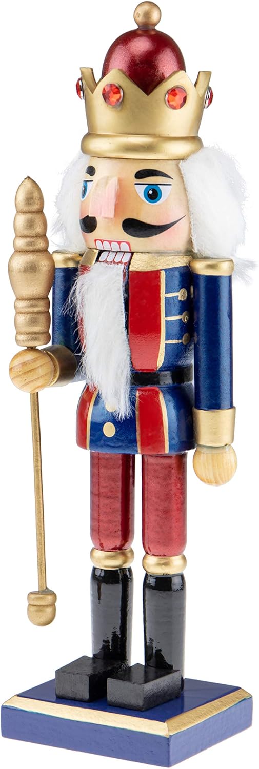 10-Inch White King Wooden Nutcracker - Festive Christmas Décor for Shelves