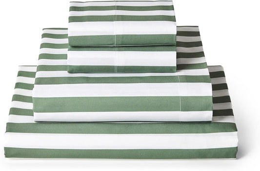 Mellanni California King Sheets Set - Hotel Luxury, Extra Soft & Cooling - Wrinkle & Stain Resistant (Oxford Stripe Sage)