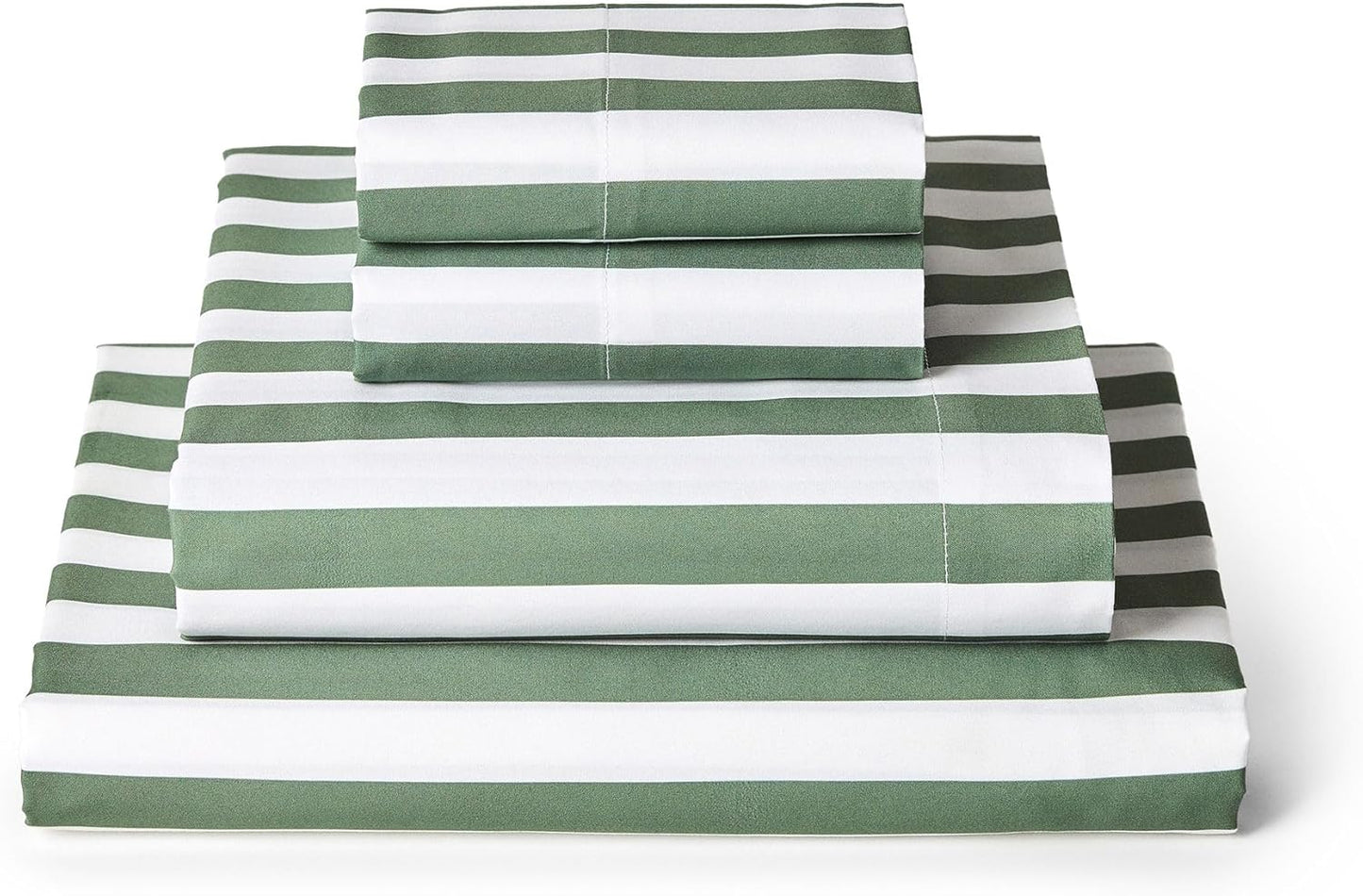 Mellanni King Sheets Set - 4 PC Hotel Luxury Bedding | Extra Soft, Cooling, Wrinkle-Resistant (King, Oxford Stripe Sage)