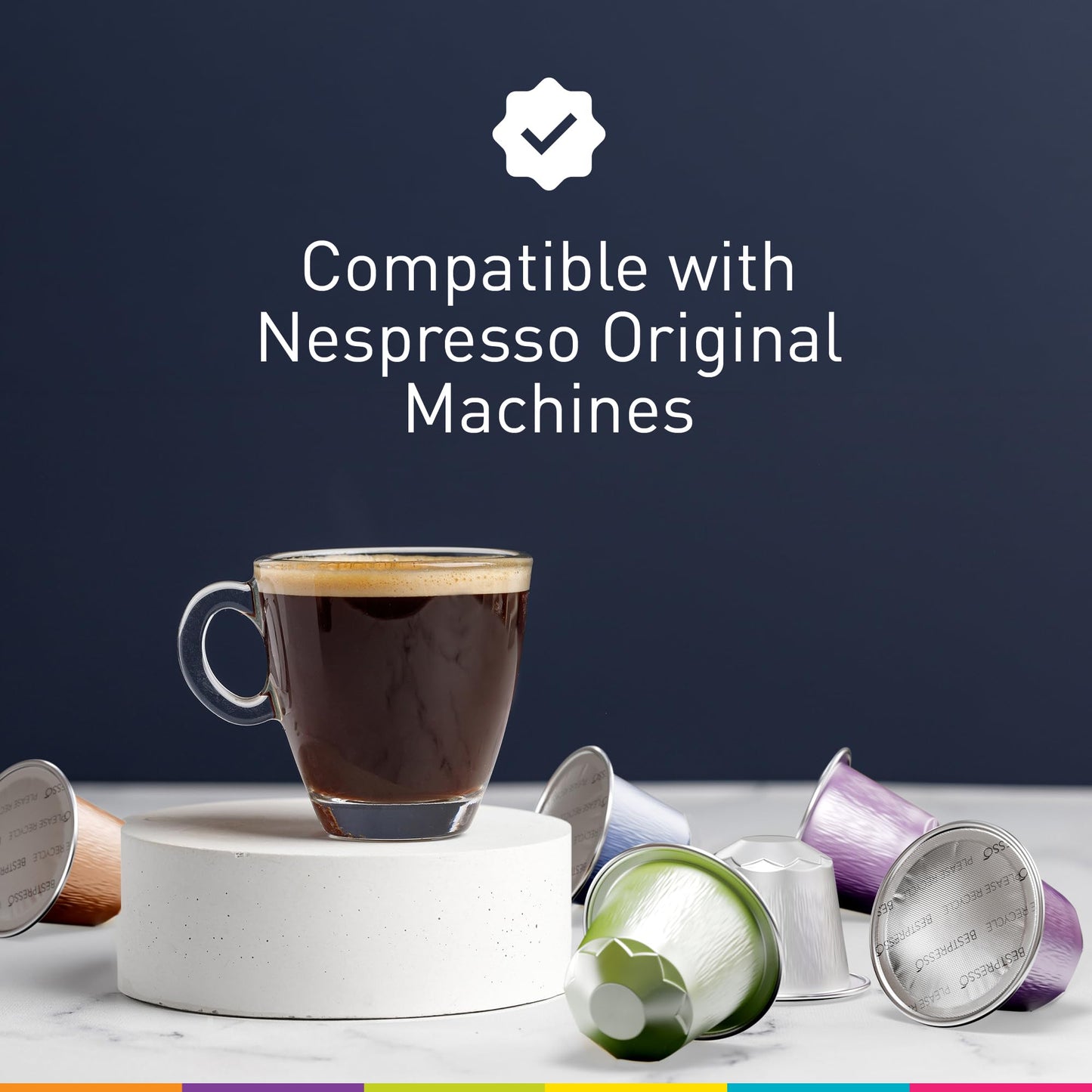 Bestpresso Coffee for Nespresso Original Machine 120 pods Certified Genuine Espresso Variety Pack includes one pack of decaf coffee, Pods Compatible with Nespresso Original