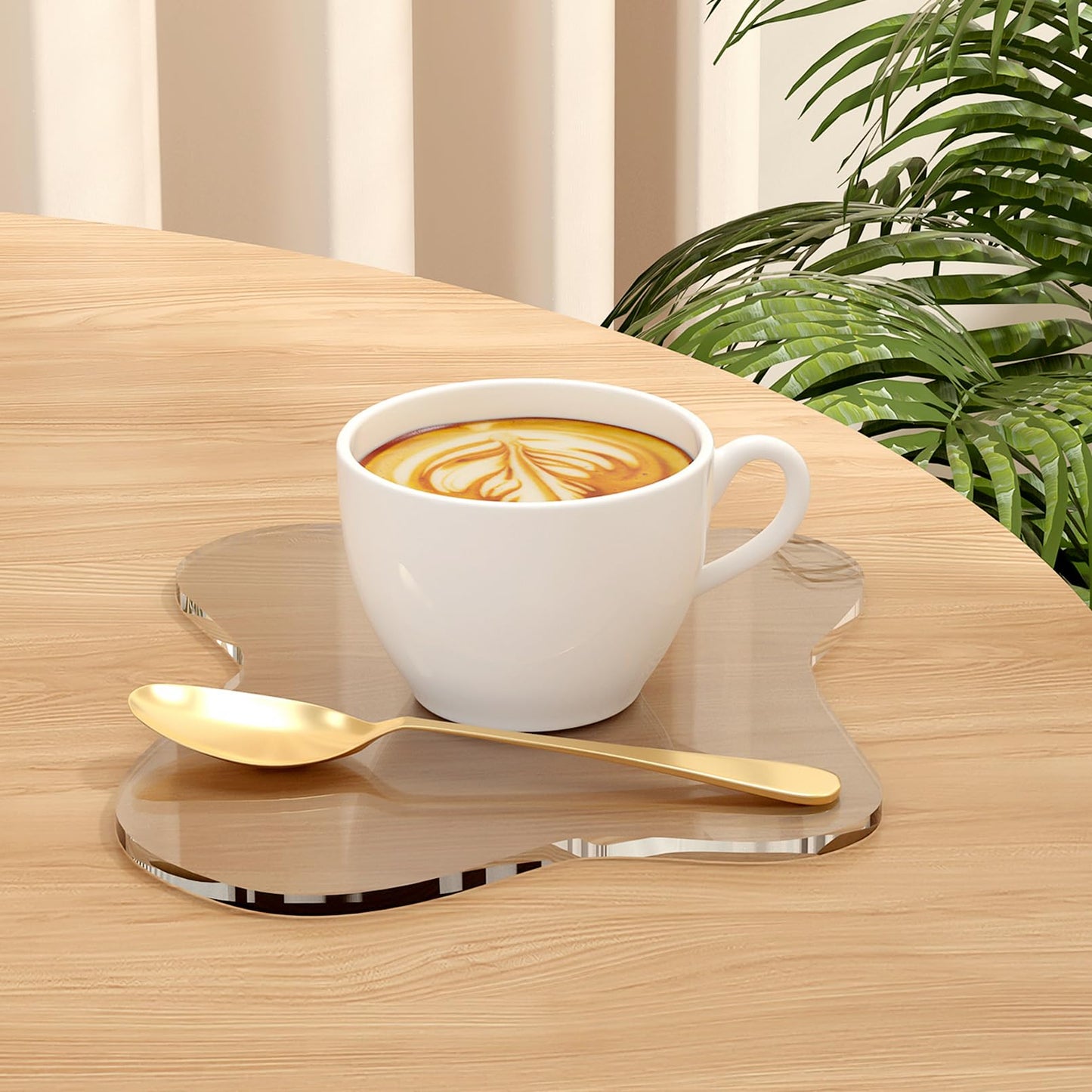 Toyarone Acrylic Coaster for Desk, Transparent Coaster Decorative Plates, Clear Cloud Shape Coffee Cup Mats for Kitchen, Bar, Dining Table(2, Transparent)