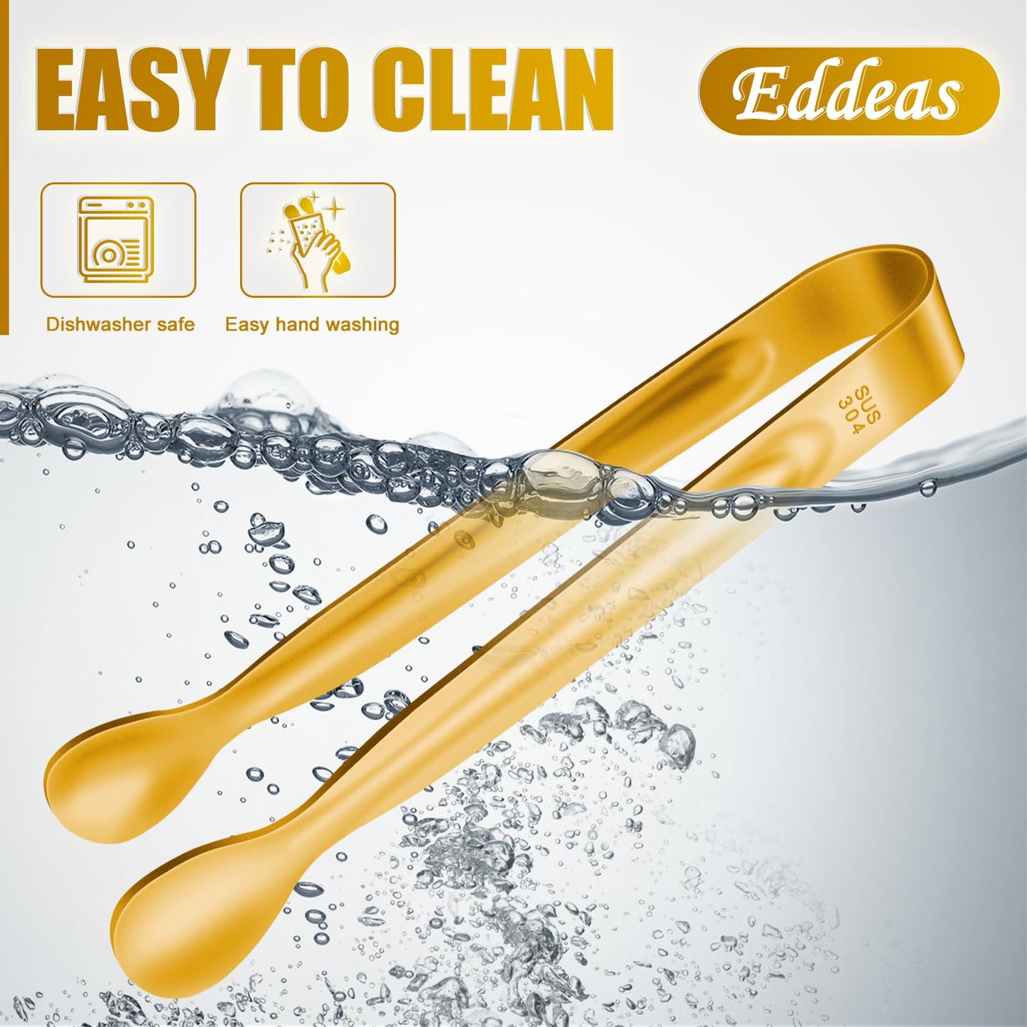 12PCS Mini Tongs For Serving, 2 Sizes 6 & 4 Inch Ice Tongs Mini Gold Sugar Stainless Steel Tong, Small Kitchen Tiny Food Tongs for Appetizers,Tea Party, Coffee Bar,Desserts & Ice Bucket