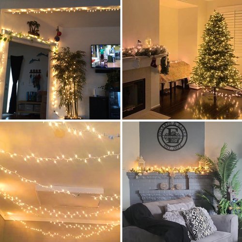 Christmas Lights Clear White 50 Count, 13ft Incandescent Mini Lights String Plug in Warm White with White Wire for Mantle Christmas Tree Indoor Outdoor Xmas Wedding Party Decorations
