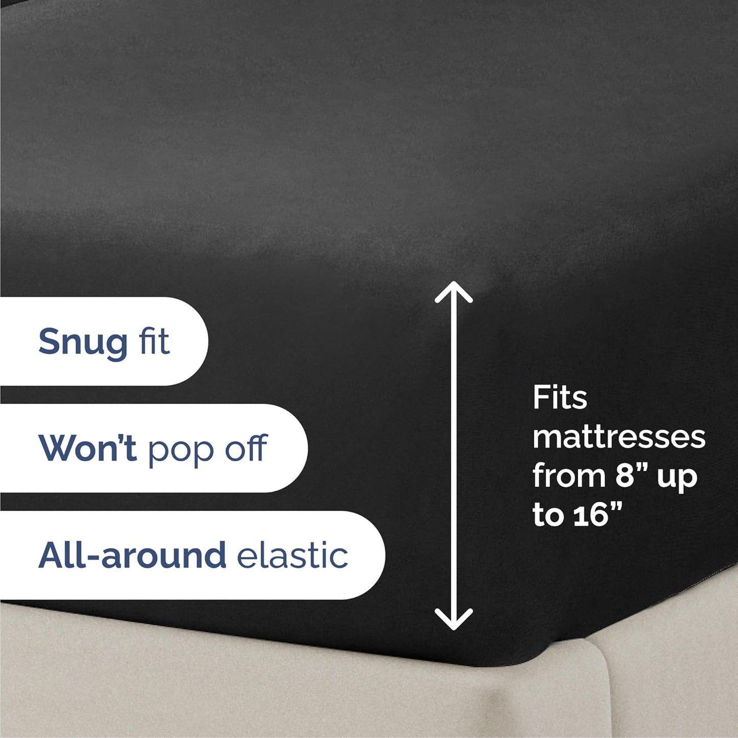 Queen Size 4-Piece Sheet Set | Skiennix Comfy Breathable Cooling Bed Sheets - Ultra-Soft, Deep Pockets, Wrinkle-Free - Black