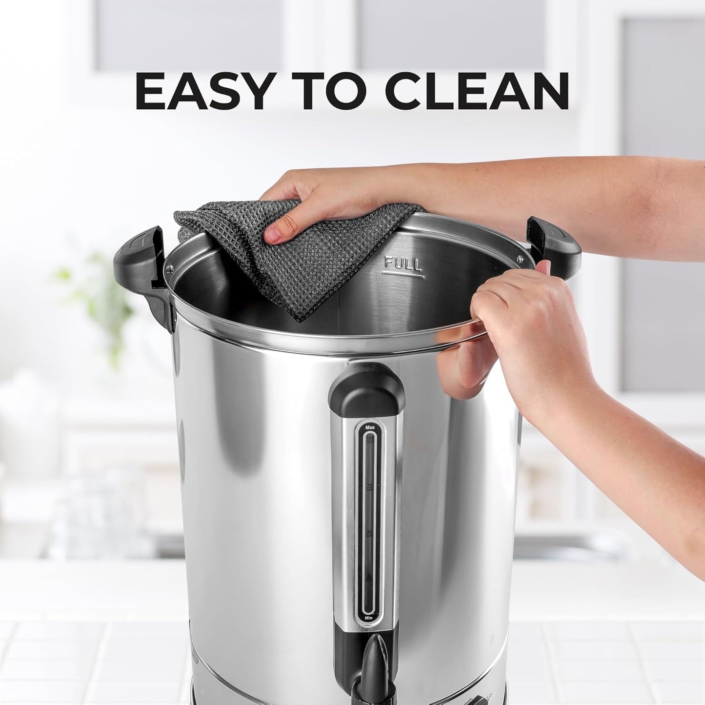 Zulay Kitchen Commercial Grade Coffee Maker - 50 Cup Double-Wall Stainless Steel Urn | Quick Brew & Hot Beverages - Silver