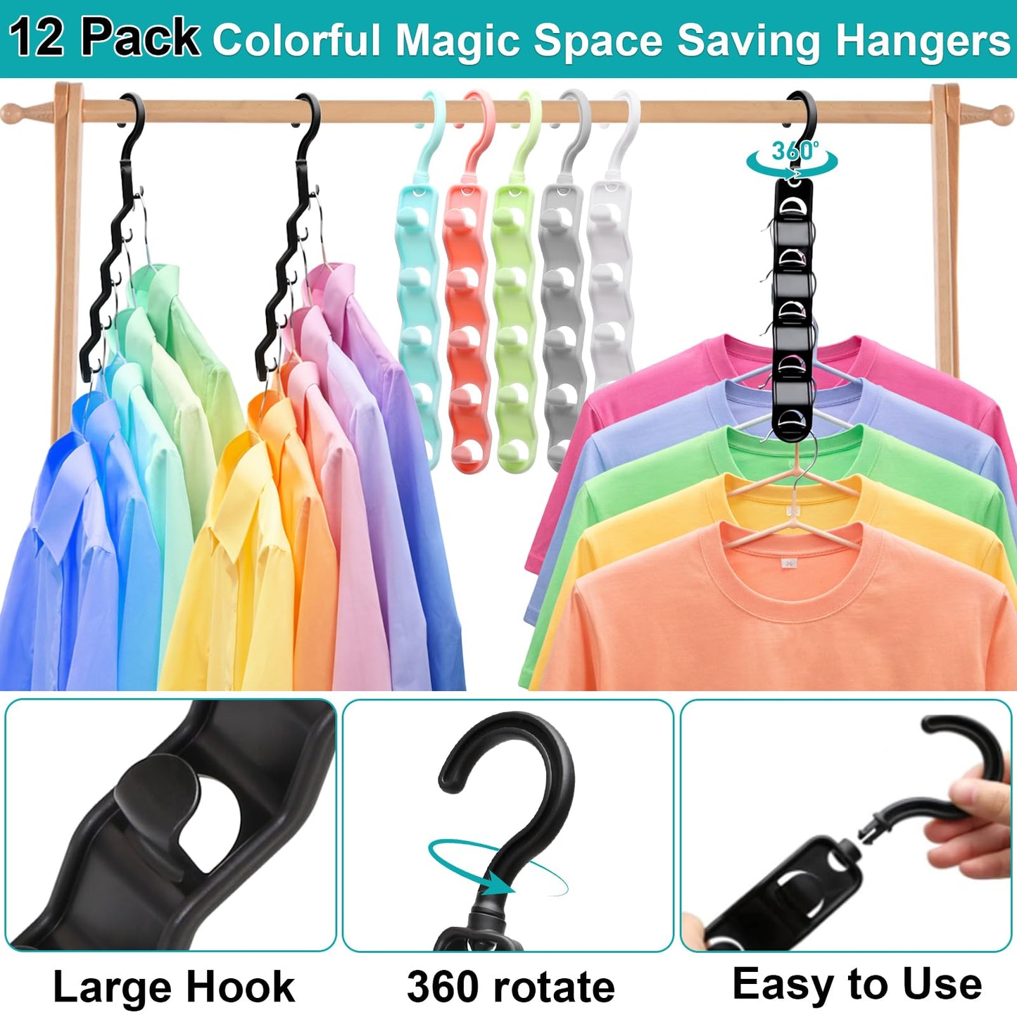 Closet Organizers and Storage,Upgraded Organization and Storage Clothes Hanger,12 Pack College Dorm Room Essentials,Sturdy Closet Organizer Home Essentials Space Saving Hangers for Thick Clothe