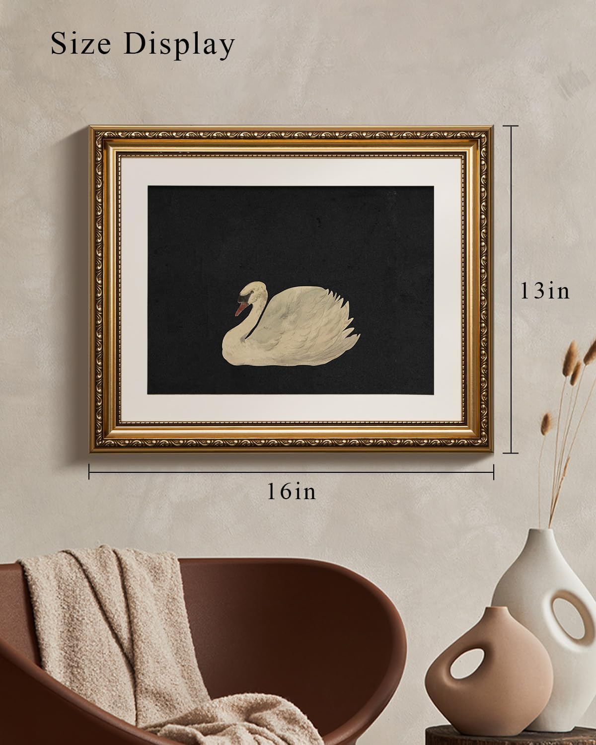 VIYYIEA Gold Framed Canvas Wall Art - Elegant Home Decor in Black, 13x16 Inches