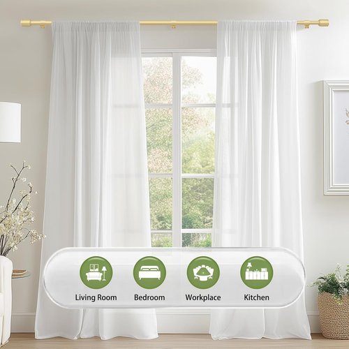 Gold Adjustable Curtain Rods by [Brand Name] | 5/8” Diameter, 30-120 Inch for Windows