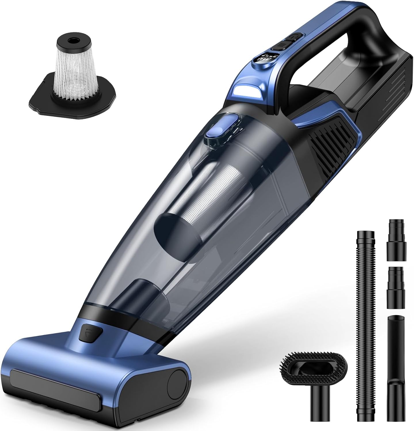 Skiennix Cordless Pet Hair Handheld Vacuum - 20000PA High Power with Motorized Brush & LED Light, Blue
