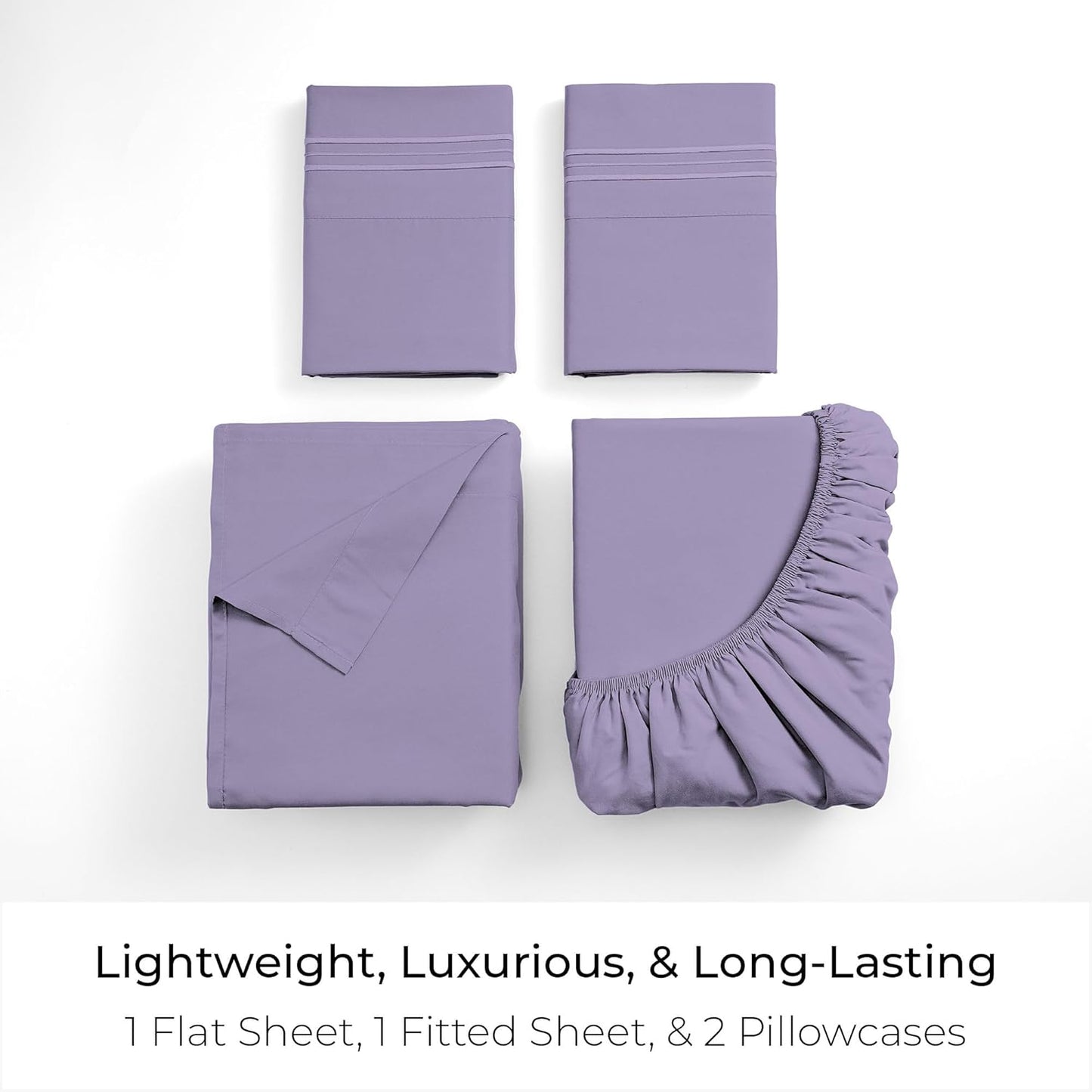 Mellanni California King Sheets Set - 4 PC Hotel Luxury Bedding | Extra Soft, Cooling, Wrinkle-Resistant (Cal King, Violet)