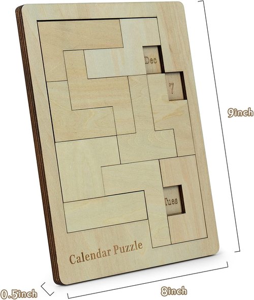 Calendar Puzzle - Engaging 365-Day Wooden Challenge Calendar | 9.8 x 7.8 Inches