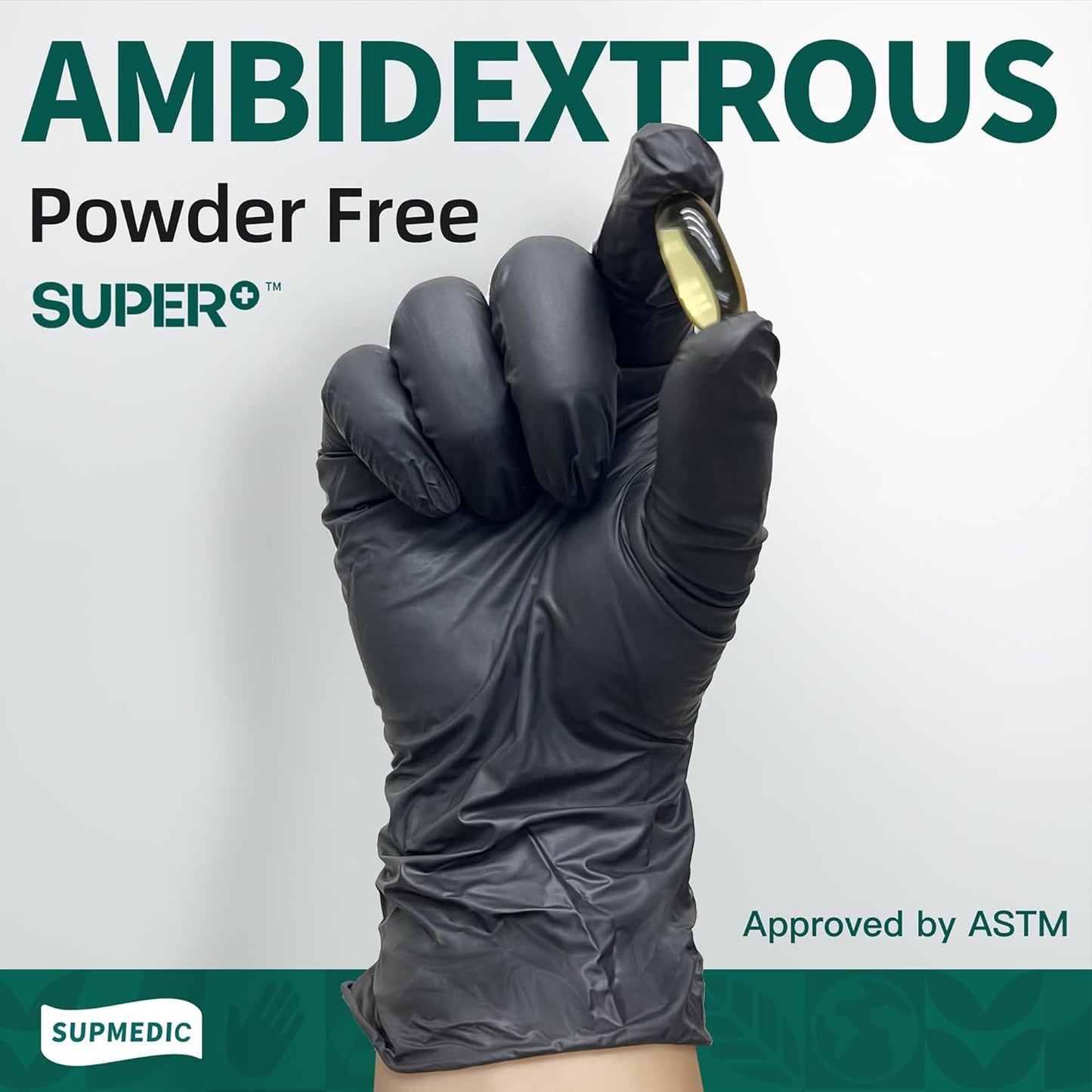 Supmedic Vinyl Disposable Exam Gloves - Black 4Mil, Powder-Free & Latex-Free | Medical & Food Safe (100/1000 Ct)
