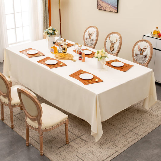 BALCONY & FALCON Table Cloth for 6 Foot Rectangle Tables – Waterproof, Wrinkle-Free Farmhouse Tablecloth for Dining, Kitchen, Wedding, Baby Shower & Holiday Gatherings (Ivory, 91" x 132")