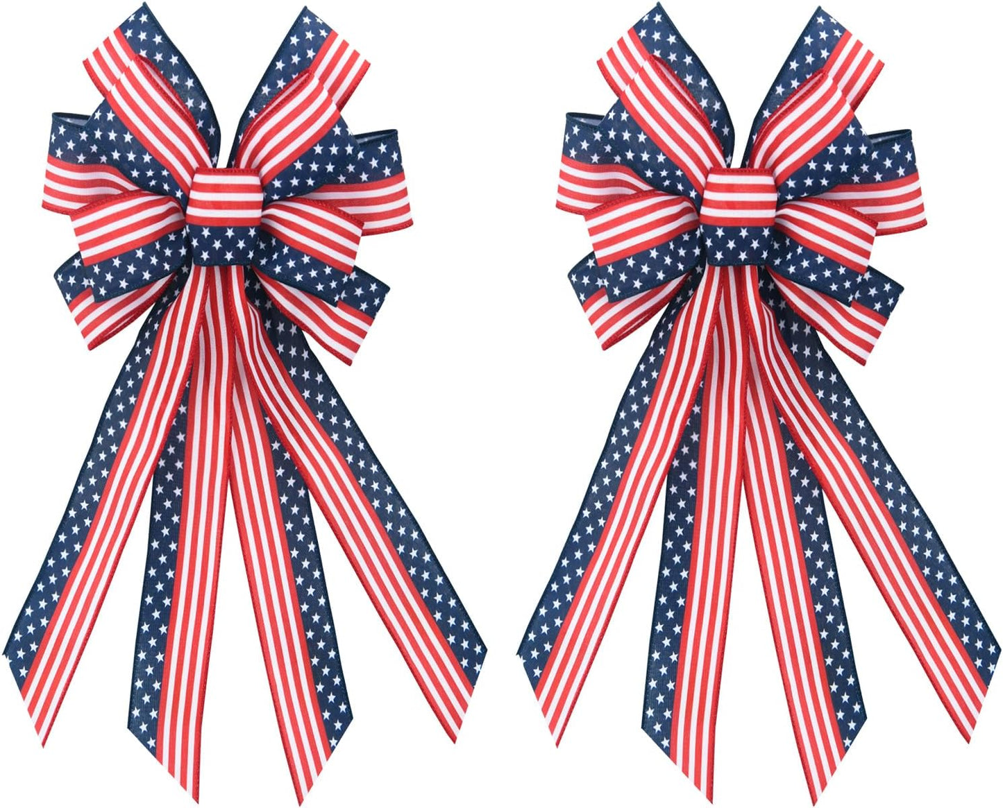 Skiennix Patriotic Wreath Bows - Large Star and Stripe American Flag Design | 20" x 12" for Memorial Day & Labor Day Decor