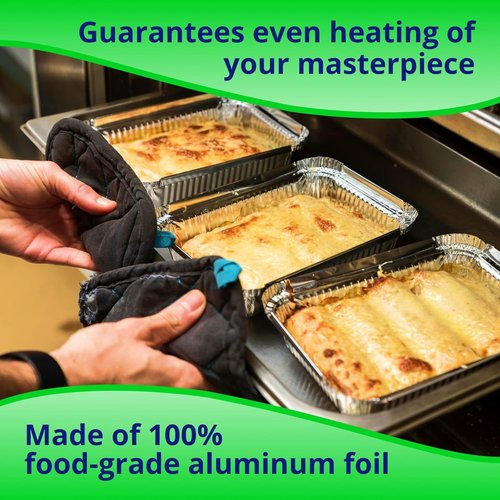 IDL Packaging Half-Size Aluminum Steam Table Pans - Shallow Disposable Foil Pans with Lids | 13" x 11" x 1.5" (Pack of 10) for Grilling, Roasting, and Baking