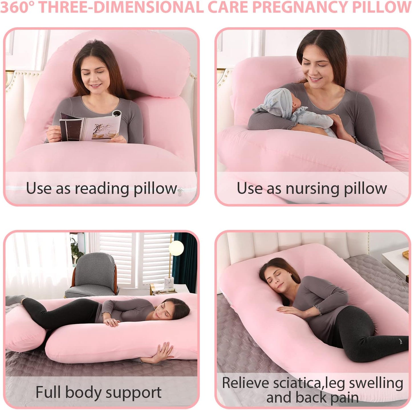 Victostar Pregnancy Pillow - 57-Inch U-Shaped Maternity Pillow for Full Body Support | Removable Cover