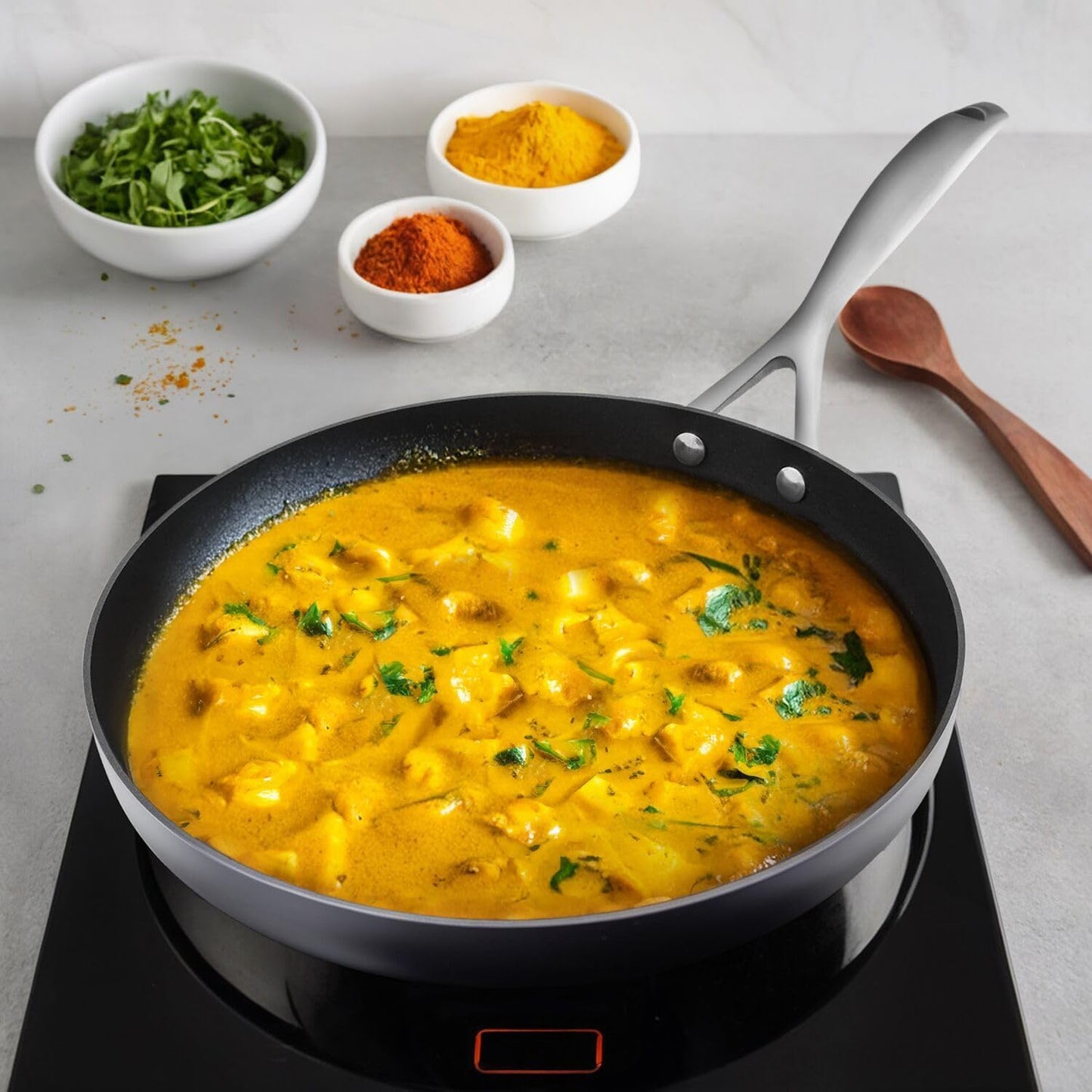 Scanpan CS+ 12-Inch Nonstick Fry Pan - Induction Ready, Oven Safe to 500°F, Dishwasher Safe, Black/Stainless