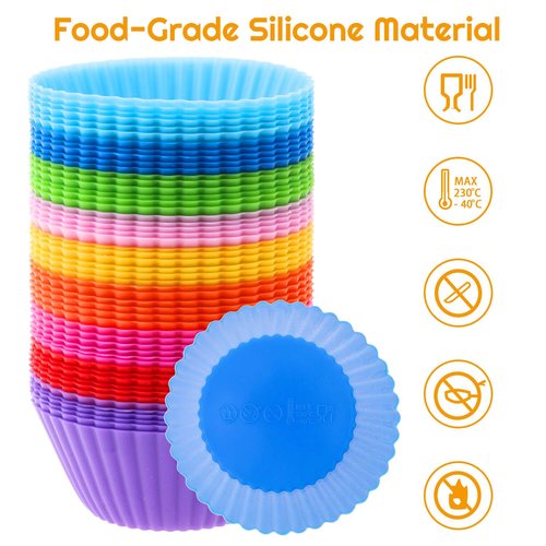 54 Pack Silicone Muffin Cups, Selizo Silicone Cupcake Baking Cups Reusable Muffin Liners Cupcake Wrapper Cups Holders for Muffins, Cupcakes, and Candies