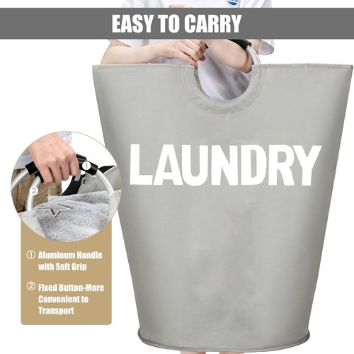 DOKEHOM 160L XX-Large Laundry Basket - Collapsible & Foldable Hamper in Grey | 7 Color Options Available