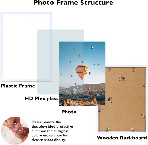 JCJMY 12x17 Picture Frame - White Wall Mount for Horizontal or Vertical Display | Durable Shatter-Resistant Plexiglass